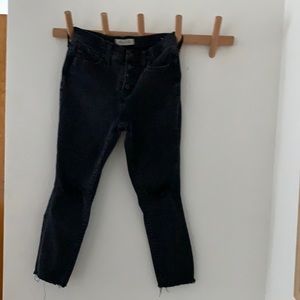 Women’s petite Black high waisted Madewell skinny crop jeans